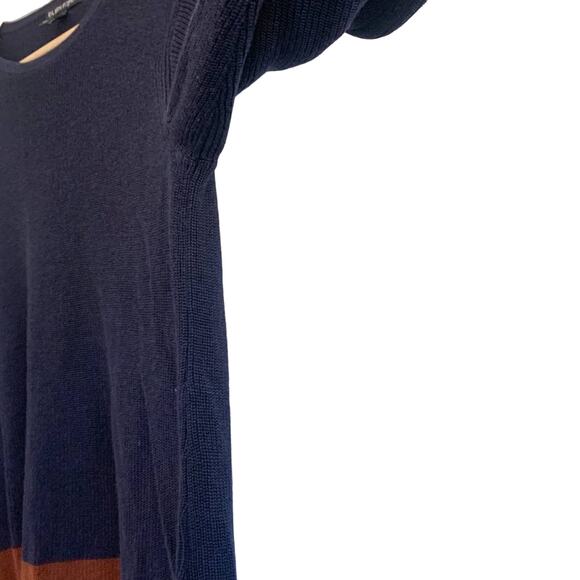 Eileen Fisher Colorblock Tencel Silk Blend Long Sleeve Sweater Navy Brown Small - Picture 5 of 7